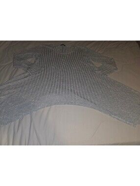 GIBIU USA Boho Tunic Top Cowl Neck Asymmetrical Hem - Gray Sweater - Medium